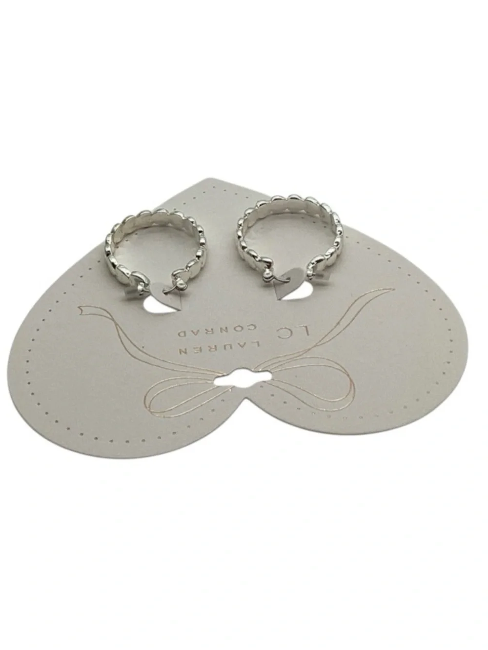 LC Lauren Conrad Silver Tone Heart Hoop Earrings (NWT)